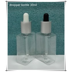方形 PET30ML滴管瓶 鍍銀旋蓋，黑白膠頭，大量現(xiàn)貨